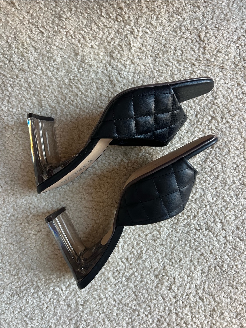 XOXO Black Quilted Slide Heels